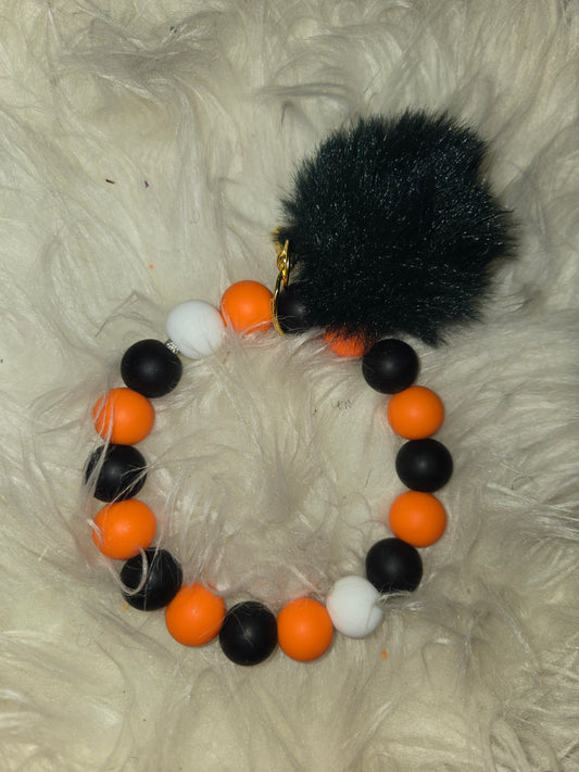 Orange/Black Beadable Wristlets Keychains