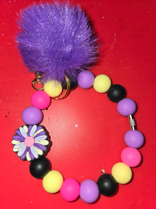 Flower Beadable  Wristlets Keychain