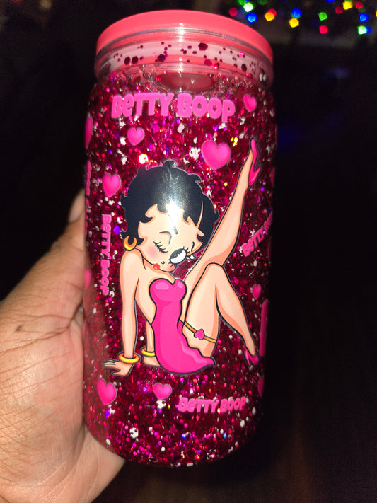 Betty Boop 16oz acrylic snowglobe can