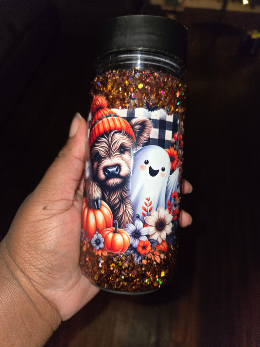 Fall Cow 10oz acrylic snowglobe can