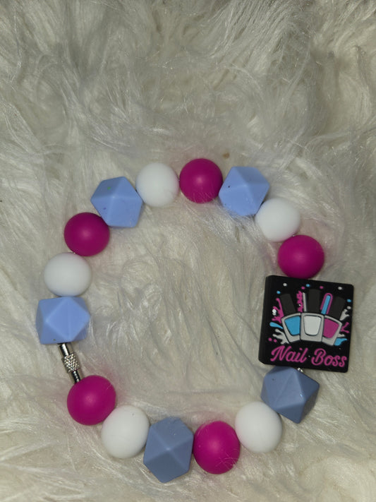 Nail Tech Beadable Wristlets Keychain