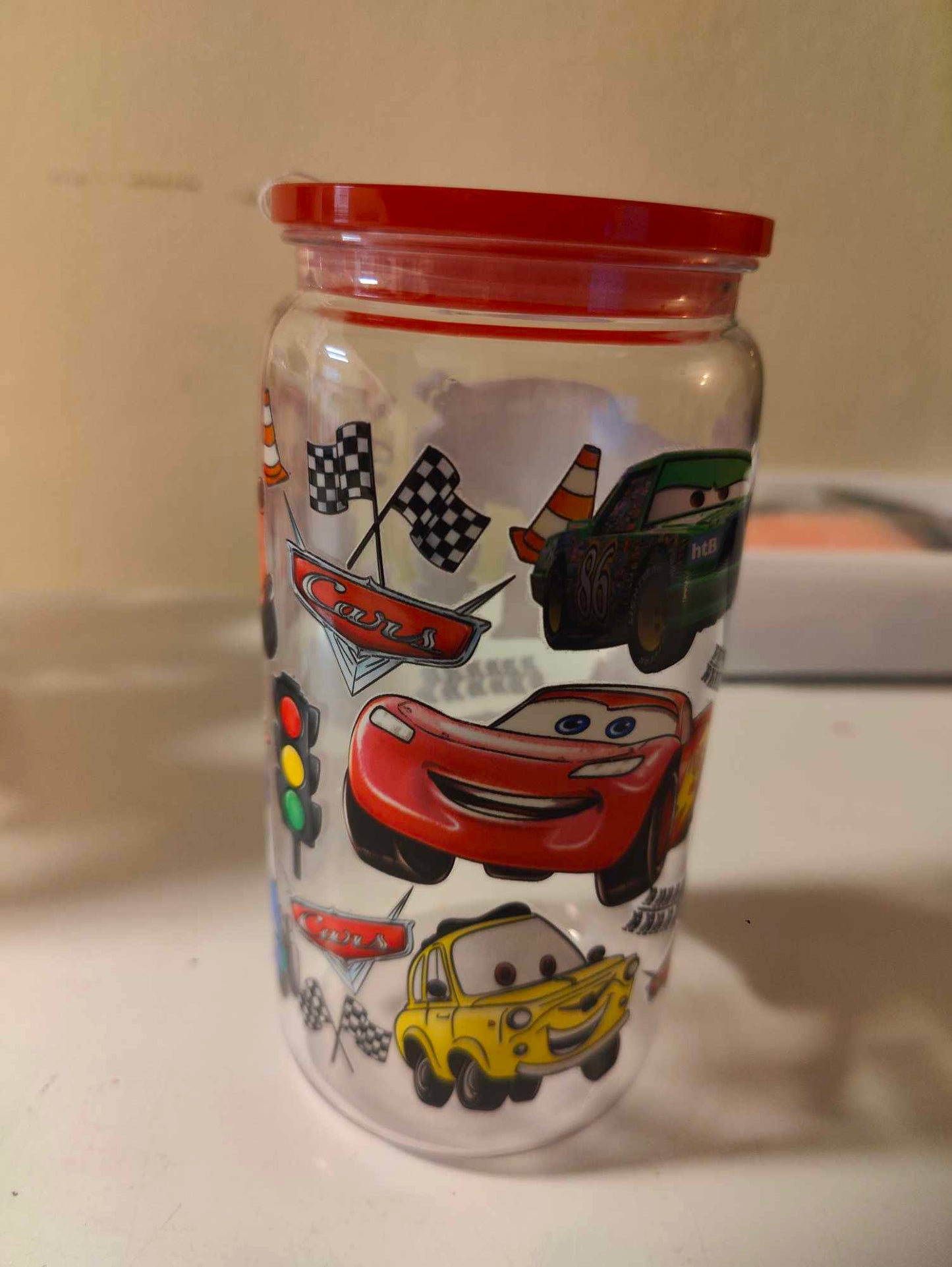 Cars 16 oz Plastic Can