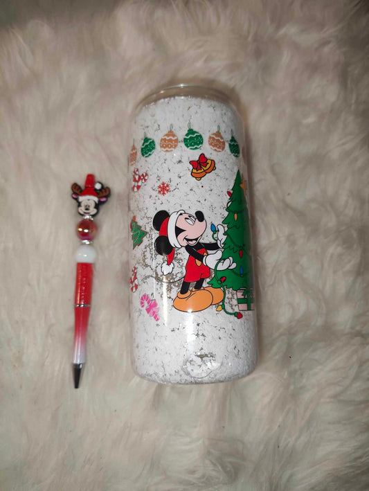 Micky and Minnie 16oz snow globe Can and Pen Combo