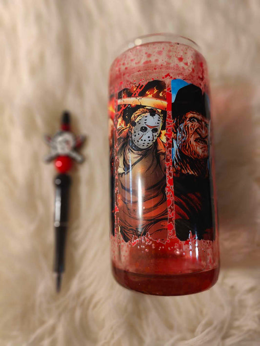 scary friends blood drip 16oz snow globe  Can and Pen Combo