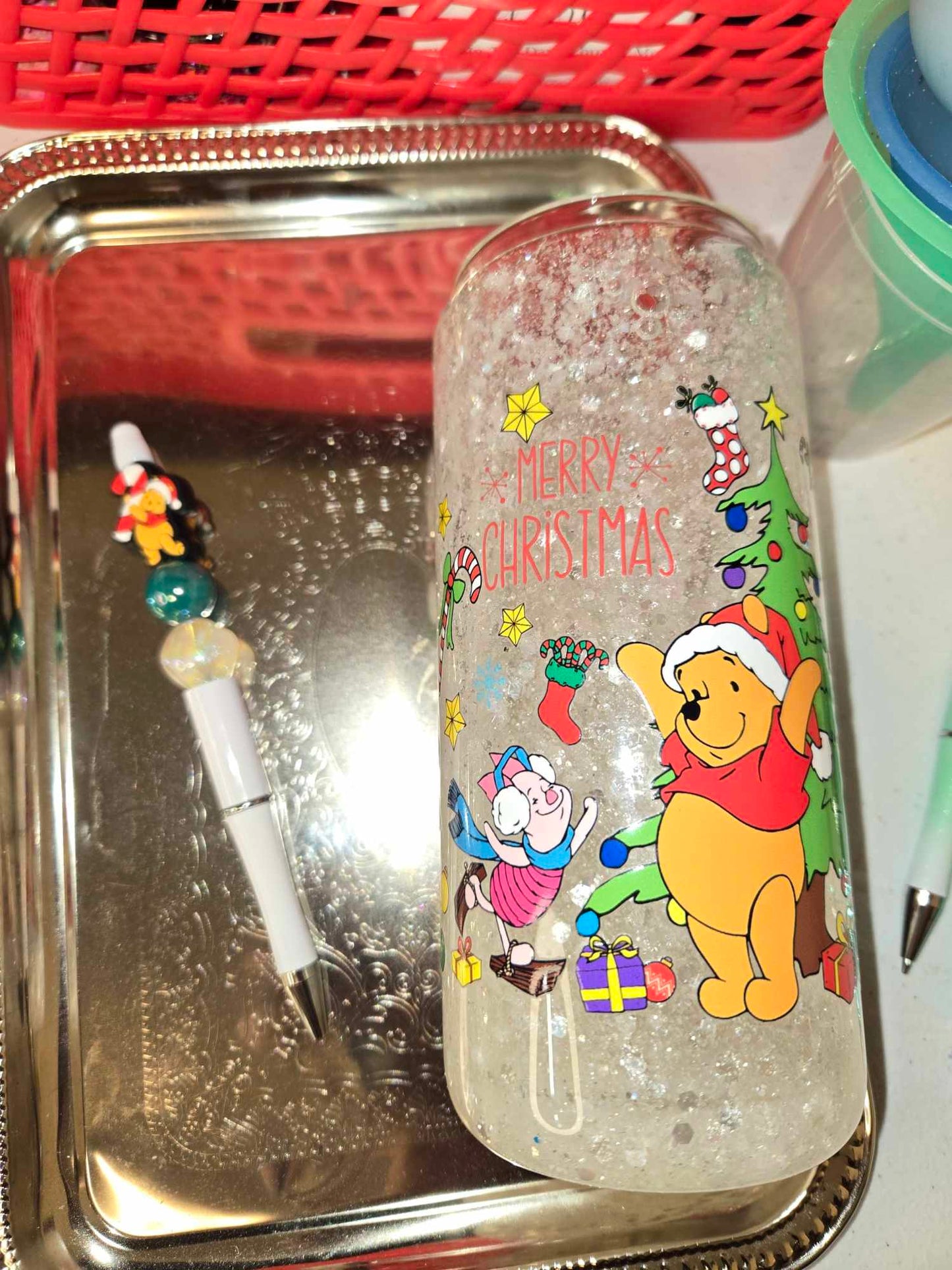 Pooh and Friends  16oz snow globe  Can and Pen Combo