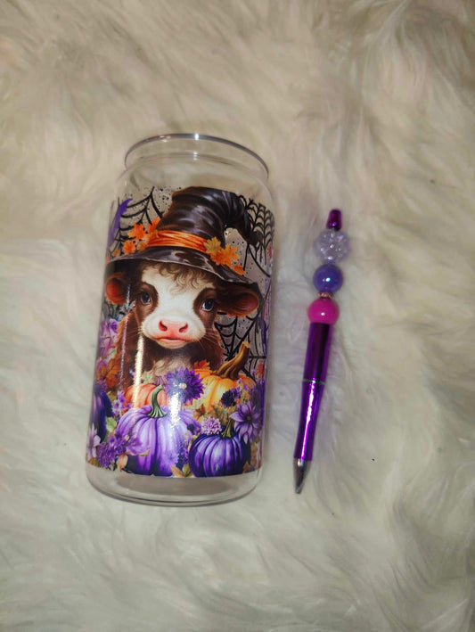 Highland Cow 16oz Acrylic Can and Pen Combo