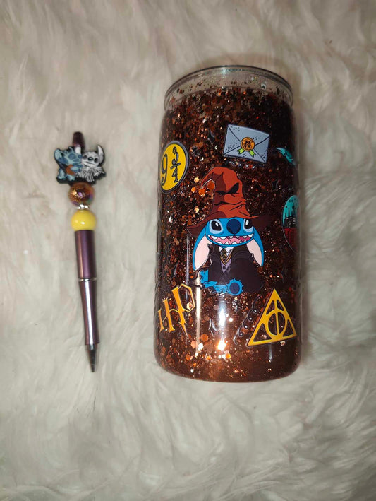 Halloween 16oz snow globe Acrylic Can and Pen Combo